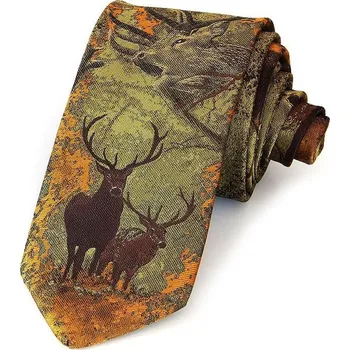 Kravata Hedva Český Brokát Hedva Pesh jelen a laně myslivecká kravata Barva: oranžová/zelená,