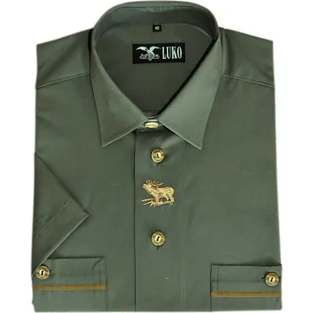 Pánská košile Luko 094124 myslivecká košile s krátkým rukávem, výšivka jelen Velikost: 44,
