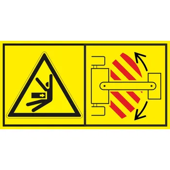 Nebezpečí stlačení ze strany - Nevstupuj do zóny pohybu stroje samolepící vinylová fólie 45 x 85 mm