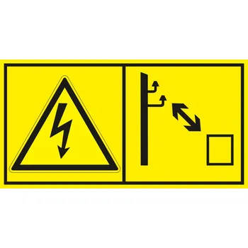 Pozor elektrické napětí - Dodržujte bezpečnou vzdálenost od rozvodů el. energie samolepící vinylová fólie 45 x 85 mm