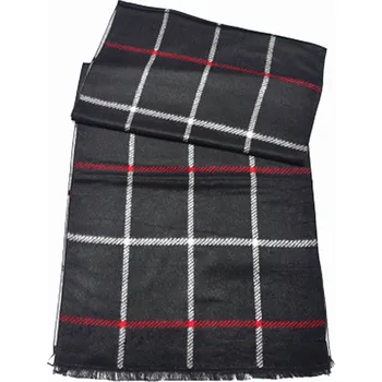 Šála Hedvábná šála česaná unisex-block plaid 2