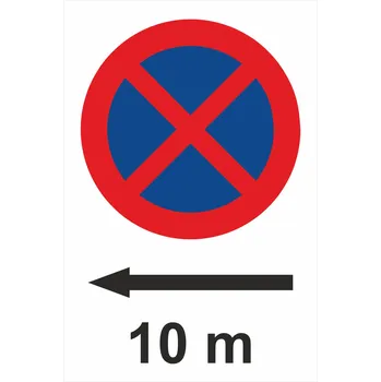 Zákaz zastavení - x m vlevo lisovaný plech 500 x 300 mm