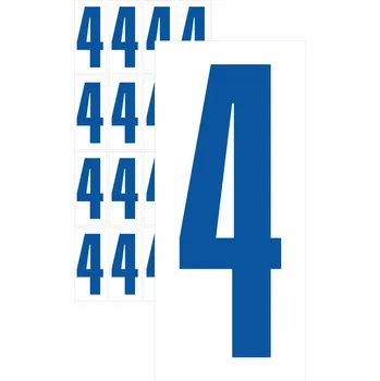 Papír Čísla samolepicí 4 modrá samolepící vinylová fólie 50 mm písmo - aršík 8 ks