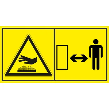 Pozor horký povrch - Dodržuj bezpečnou vzdálenost samolepící vinylová fólie 88 x 168 mm