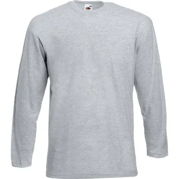 Pánské tričko Fruit of the Loom Pánské tričko s dlouhým rukávem Fruit of the Loom Value Weight šedý melír XL