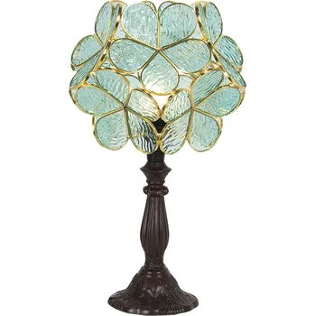 Lampička Modrá stolní lampa Tiffany Bloom - 21*21*38 cm