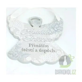 Vánoční dekorace Závěsná plaketka anděl andílek štístko