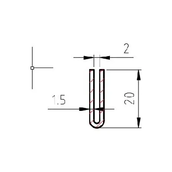 Stavební profil Lemovací profil U drážka 2 mm; mat.: 1.4301 ; 1,5x20x20 mm, délka 2500 mm