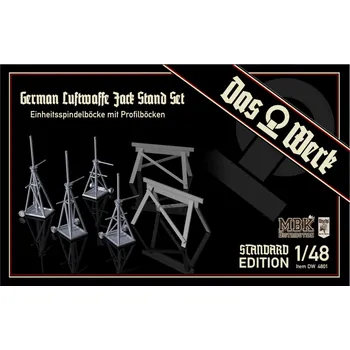 Plastikový model Das Werk 1/48 Luftwaffe Jack Stand Set - Einheitsspindelböcke