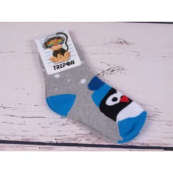 Dívčí oblečení Dětské teplé termo ponožky TREPON PENGUIN tučňák šedémodré velikosti ponožek: 16-18 ( EUR vel. 24-27)