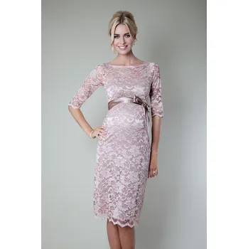 Těhotenské šaty Tiffany Rose Těhotenské svatební šaty AMELIA starorůžové krátké Barva: Starorůžová, Velikost: 6 EU 46-48, Materiál: krajkové