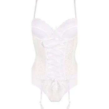 Dámské erotické prádlo Krajkovaný korzet s podvazky – bílý