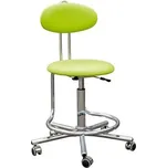 Židle laboratorní a ordinační Kovonax FORMED, Popis: Sedačka otočná s opěrákem, čalouněná, výškově nastavitelná, chromové provedení, podpěra pro opření nohou, kolečka