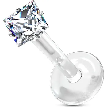 Piercing Šperky4U BioFlex piercing do brady, zirkon 3x3 mm - LB0029C-120603