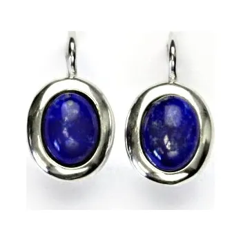 Náušnice Stříbrné náušnice s přírodním lapisem lazuli 8x6 mm , náušnice ze stříbra, NK 1355