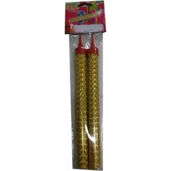 Svíčka FONTÁNA PÁRTY na dort, zlatá - 15cm, 2ks v sáčku - cena za 1 sáček, venkovní použití