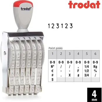 Nesamobarvící číslovačka, výška 4mm, Trodat 1546, 6-místné