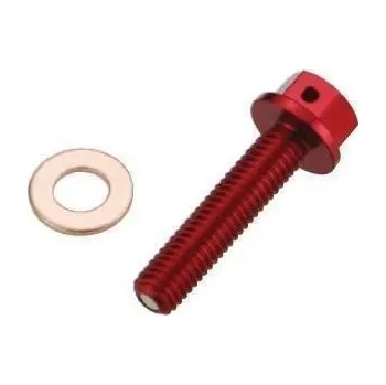 Motor pro motocykl ACCEL výpustní šroub oleje HONDA CRF 150 R 07-16 (s magnetem) barva červená
