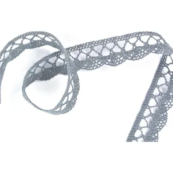 Krajka Snový svět Paličkovaná krajka bavlněná šedá III TK0027-18mm