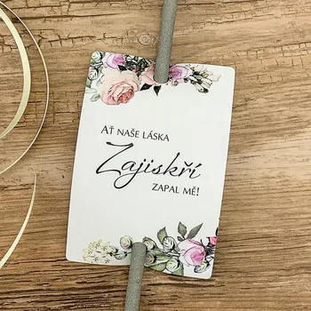 Dortová svíčka Kartičky na prskavky - bílé s růžemi - 8 ks