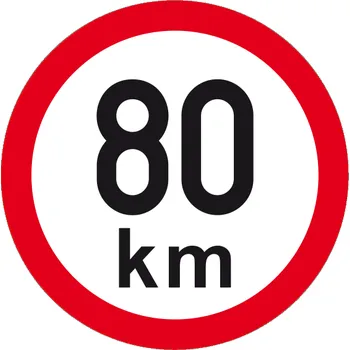 Maximální rychlost 80 km - kruhová samolepka Ø 200 mm
