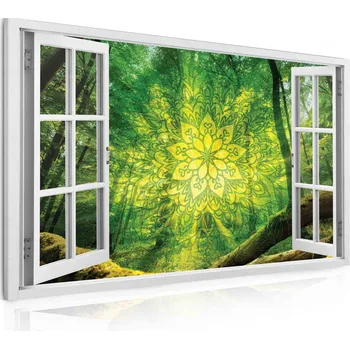 Obraz Malvis ® Obraz okno lesní strážce Velikost (šířka x výška): 30x20 cm