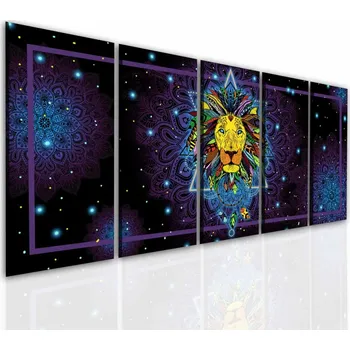 Obraz Malvis ® Pětidílný obraz Lví mandala Velikost: 100x50 cm
