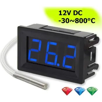 Domácí teploměr Digitální teploměr XH-B310 -30~800°C K-typu s černým panelem bílý kryt, modrý LCD