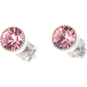 Náušnice Stříbrné náušnice pecičky s růžovým zirkonem STNAD079F