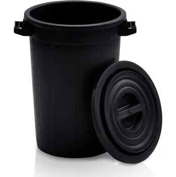 kbelík Kruhové vědro s víkem, objem 75 l, plastové, barva černá