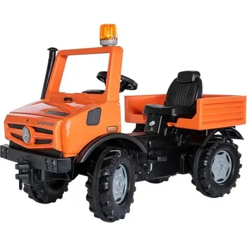 Dětské šlapadlo Servisní vůz Mercedes Benz Unimog s majákem Rolly Toys (038237) (Oranžový šlapací traktůrek Rolly Toys rollyUnimog s majákem. Doporučujeme dokoupit Rolly Toys 40972 zametací kartáč, který ze šlapadla udělá užitečný nástroj pro malého udržbáře.)