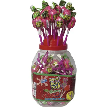 Bonbon Kengi Easy Pop lízátka Cherry se žvýkačkou 17g