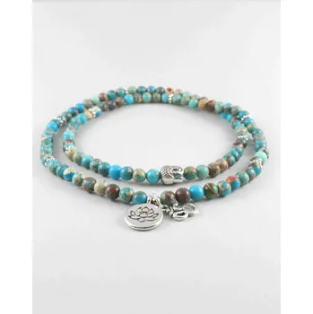 Náhrdelník Císařský jaspis, šperk se symbolem Óm, lotosovým květem a hlavou Buddhy