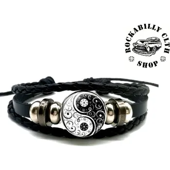 Náramek Kožený náramek Rocka Bracelet Jin Jang