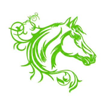 Samolepící dekorace Kůň 061 pravá hlava s květinou (58 - 3D karbon zelený kawasaki) SAMOLEPKA NA AUTO, NÁLEPKA, FÓLIE, POLEP, TUNING, VLASTNÍ TEXT, TISK, AUTOSAMOLEPKY.cz, POLEPY, OBRÁZEK, LOGO, 3D STICKERS