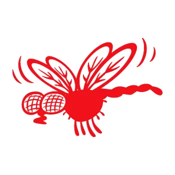 Samolepící dekorace SAMOLEPKA Moucha 003 levá (10 - červená) NA AUTO, NÁLEPKA, FÓLIE, POLEP, TUNING, VLASTNÍ TEXT, TISK, AUTOSAMOLEPKY.cz, POLEPY, OBRÁZEK, LOGO, SAMOLEPKY