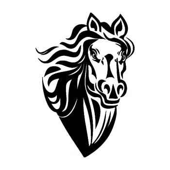 Samolepící dekorace SAMOLEPKA Kůň 068 pravá hlava s hřívou (01 - černá) NA AUTO, NÁLEPKA, FÓLIE, POLEP, TUNING, VLASTNÍ TEXT, TISK, AUTOSAMOLEPKY.cz, POLEPY, OBRÁZEK, LOGO, SAMOLEPKY