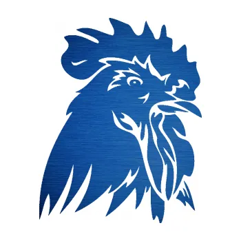 Samolepící dekorace Kohout 001 pravá (65 - škrábaný kov modrý) SAMOLEPKA NA AUTO, NÁLEPKA, FÓLIE, POLEP, TUNING, VLASTNÍ TEXT, TISK, AUTOSAMOLEPKY.cz, POLEPY, OBRÁZEK, LOGO, 3D STICKERS