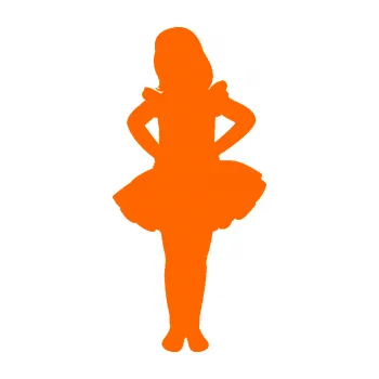samolepka Děti silueta 011 levá holčička tanečnice (73 - Fluorescentní oranžová) SAMOLEPKA NA AUTO, NÁLEPKA, FÓLIE, POLEP, TUNING, VLASTNÍ TEXT, TISK, AUTOSAMOLEPKY.cz, POLEPY, OBRÁZEK, LOGO, 3D STICKERS