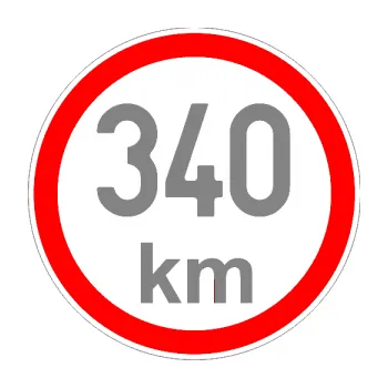 samolepka Maximální rychlost 340km - nejvyšší konstrukční rychlost (17 - šedá) SAMOLEPKA NA AUTO, NÁLEPKA, FÓLIE, POLEP, TUNING, VLASTNÍ TEXT, TISK, AUTOSAMOLEPKY.cz, POLEPY, OBRÁZEK, LOGO, 3D STICKERS