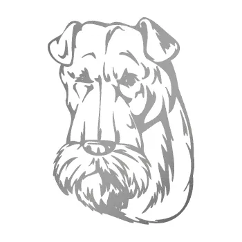 samolepka Pes 006 levá Knírač (42 - stříbrná metalíza) SAMOLEPKA NA AUTO, NÁLEPKA, FÓLIE, POLEP, TUNING, VLASTNÍ TEXT, TISK, AUTOSAMOLEPKY.cz, POLEPY, OBRÁZEK, LOGO, 3D STICKERS