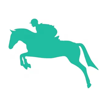 Samolepící dekorace Kůň 020 levá skok s jezdcem (25 - tyrkysová) SAMOLEPKA NA AUTO, NÁLEPKA, FÓLIE, POLEP, TUNING, VLASTNÍ TEXT, TISK, AUTOSAMOLEPKY.cz, POLEPY, OBRÁZEK, LOGO, 3D STICKERS