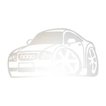 Polep vozidla SAMOLEPKA Audi TT karikatura levá (82 - odrazková reflexní bílá) NA AUTO, NÁLEPKA, FÓLIE, POLEP, TUNING, VLASTNÍ TEXT, TISK, AUTOSAMOLEPKY.cz, POLEPY, OBRÁZEK, LOGO, SAMOLEPKY