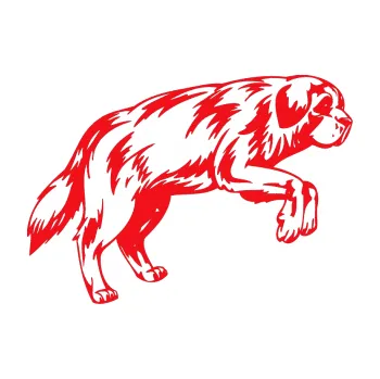 Polep vozidla SAMOLEPKA Pes 034 pravá (10 - červená) NA AUTO, NÁLEPKA, FÓLIE, POLEP, TUNING, VLASTNÍ TEXT, TISK, AUTOSAMOLEPKY.cz, POLEPY, OBRÁZEK, LOGO, SAMOLEPKY