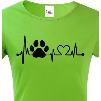 Dámské tričko Dámské tričko pro pejskařky Tep pejska, Barva Zelená, Velikost L, Canvas Dámské tričko s krátkým rukávem Bezvatriko.cz 1