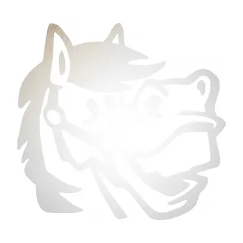 Samolepící dekorace Kůň 041 pravá veselý (82 - odrazková reflexní bílá) SAMOLEPKA NA AUTO, NÁLEPKA, FÓLIE, POLEP, TUNING, VLASTNÍ TEXT, TISK, AUTOSAMOLEPKY.cz, POLEPY, OBRÁZEK, LOGO, 3D STICKERS