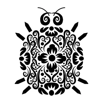 Samolepící dekorace SAMOLEPKA Interiér 016 brouček květiny (01 - černá) NA AUTO, NÁLEPKA, FÓLIE, POLEP, TUNING, VLASTNÍ TEXT, TISK, AUTOSAMOLEPKY.cz, POLEPY, OBRÁZEK, LOGO, SAMOLEPKY