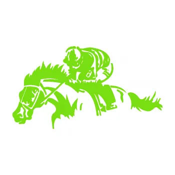 Samolepící dekorace SAMOLEPKA Kůň 075 levá závod s jezdcem, dostihy (04 - zelená kawasaki) NA AUTO, NÁLEPKA, FÓLIE, POLEP, TUNING, VLASTNÍ TEXT, TISK, AUTOSAMOLEPKY.cz, POLEPY, OBRÁZEK, LOGO, SAMOLEPKY