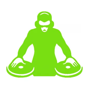 Samolepicí dekorace na vozidlo Diskžokej 001 (04 - zelená kawasaki) SAMOLEPKA NA AUTO, NÁLEPKA, FÓLIE, POLEP, TUNING, VLASTNÍ TEXT, TISK, AUTOSAMOLEPKY.cz, POLEPY, OBRÁZEK, LOGO, 3D STICKERS