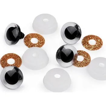 Bezpečnostní oči 20mm, glitrové zlaté (1pár)